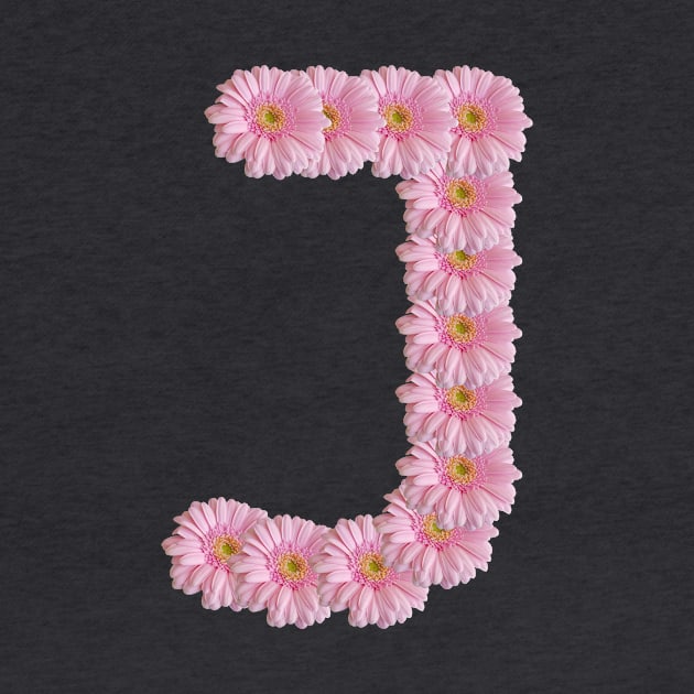 Letter J Pink Gerbera Daisy Typography by ellenhenryflorals